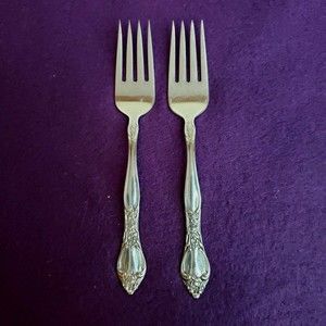 Onieda Westbend Stainless USA Affection 2 Salad Forks Glossy Floral